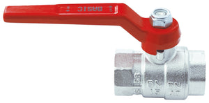 Valvola sfera con maniglia rossa, nichelata, attacco F1/2