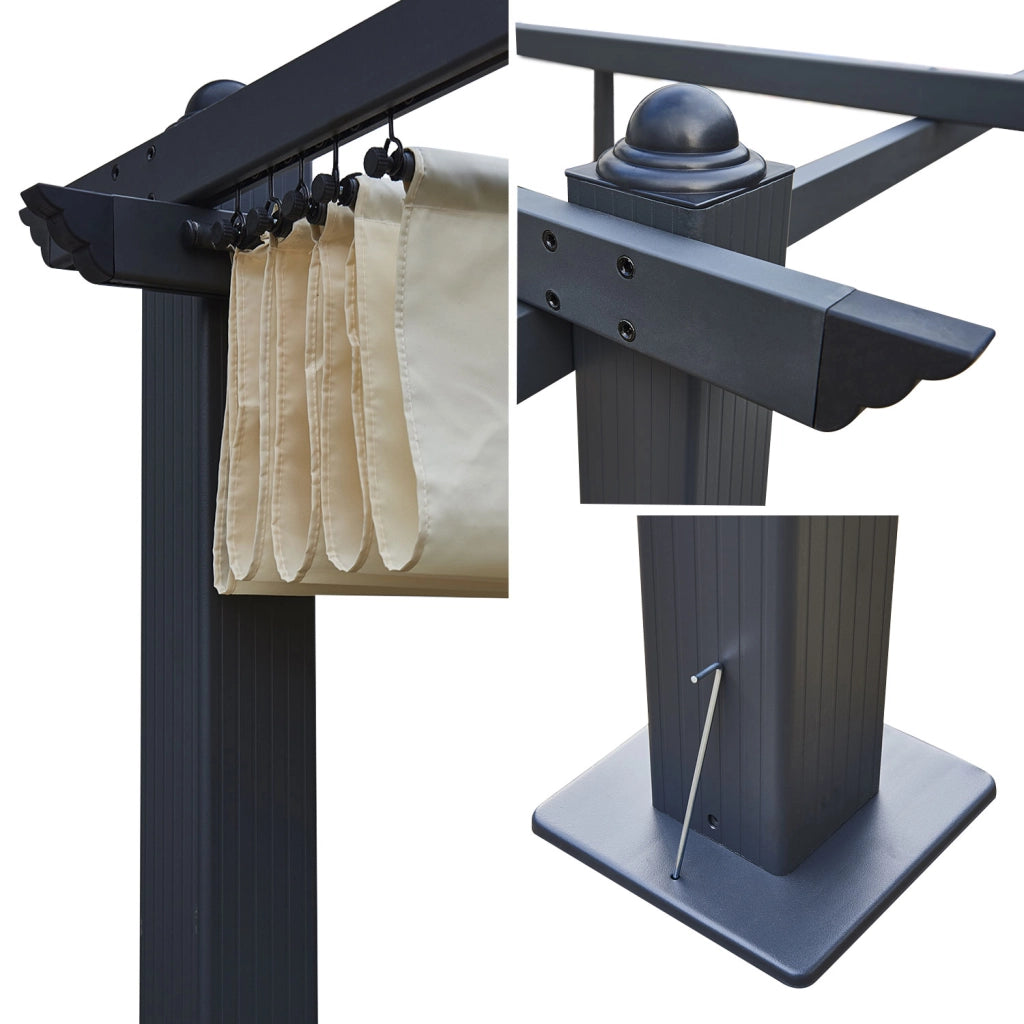 Pergola autoportante 3 × 4 m CASSIS beige - struttura in alluminio