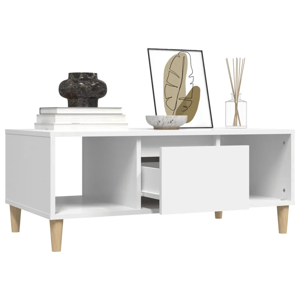 Tavolino da Salotto-Tavolino da soggiorno Bianco 90x50x36,5 cm in Legno Multistrato