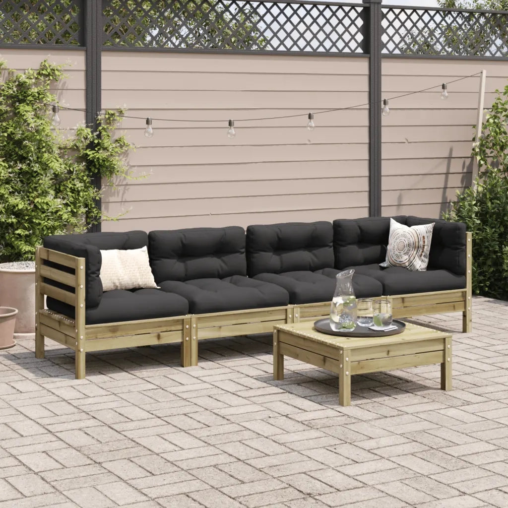 Set Divani da Giardino 5pz con Cuscini Legno Impregnato di Pino 3299285