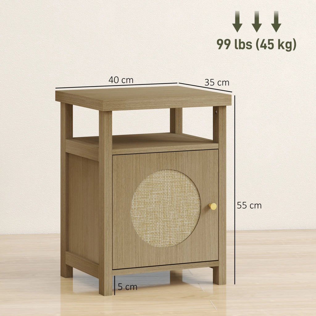 Set 2 Comodini Stretti ¨C Xylo ¨C Rattan Naturale con Cassetto 40x35x55cm