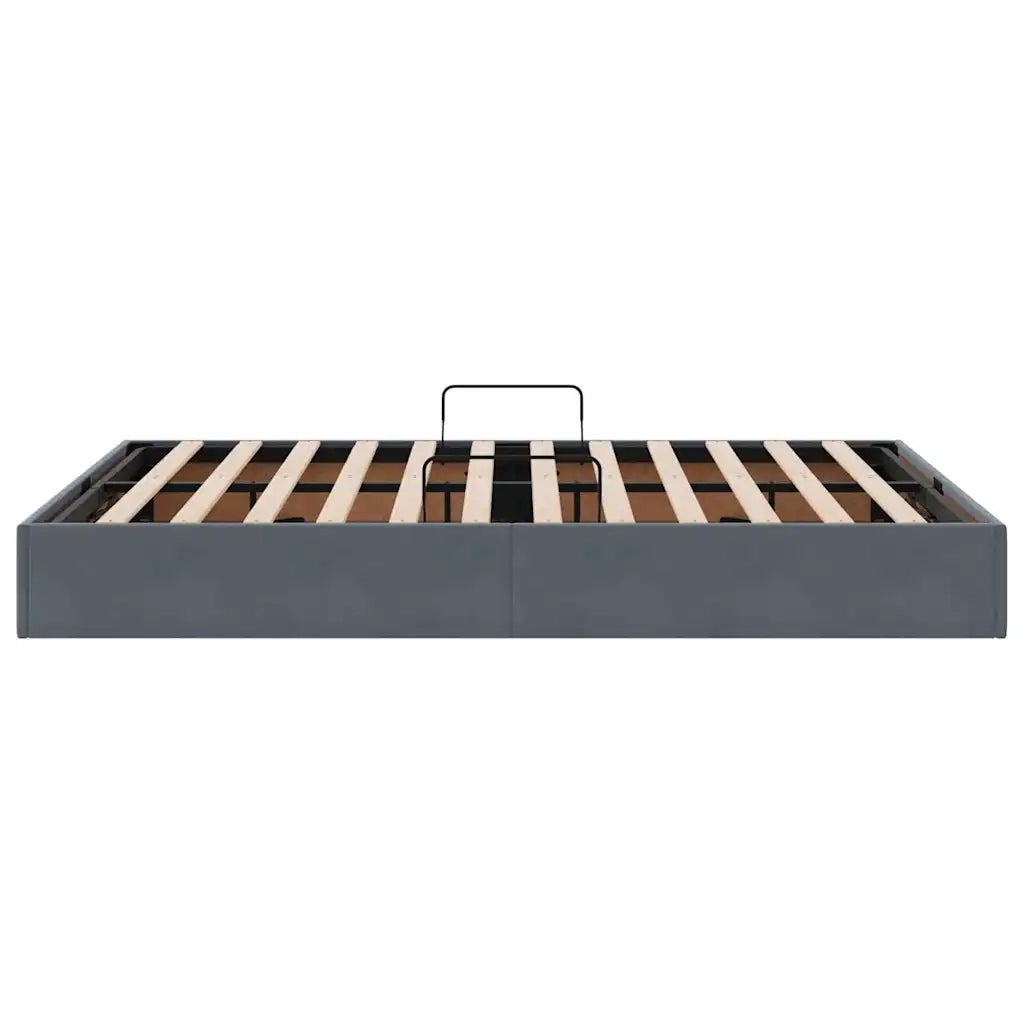 Letto con Contenitore Grigio Scuro 135 x 190 cm Velluto 3370126