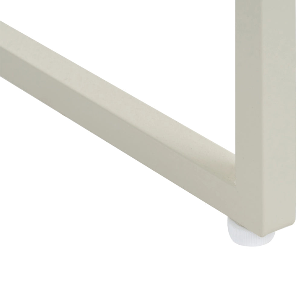 Scrivania da ufficio per casa in MDF beige chiaro, 120 x 60 cm, struttura in acciaio con cassetto e vano chiuso, design moderno e minimalista
