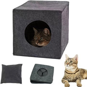 Cesto per gatti in feltro - Riflettente - Grigio scuro - Adatto per gatti e piccoli cani - 33 x 37 x 33 cm