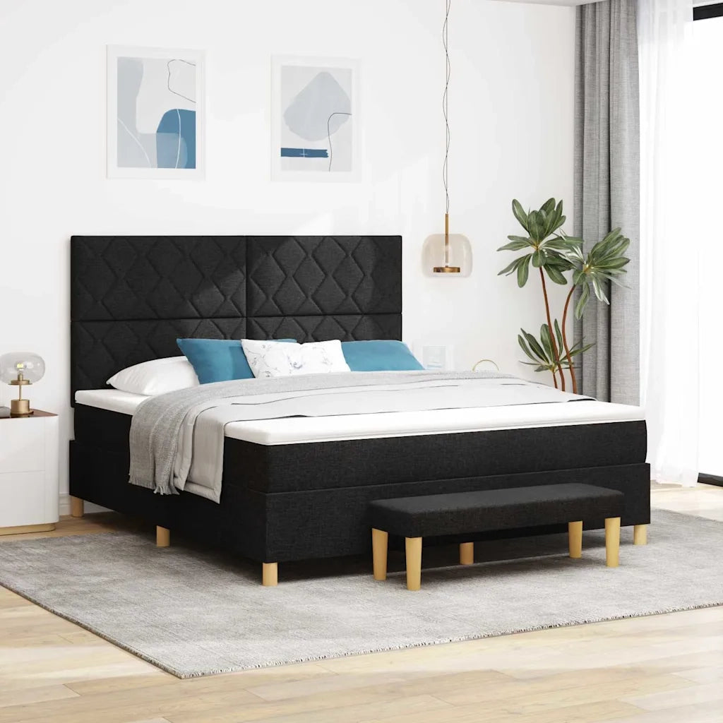 Letto a molle con testiera Nero 200 x 180 cm Tessuto 3344396