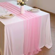 Tavolo da pranzo trasparente con chiffon - 75x300cm Tavolo da pranzo con tulle romantico - Decorazione da tavola in stile bohemien - Adatto per matrimoni, feste, docce di nozze, compleanni