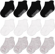 Calze per Bambini Antiscivolo - Confortevoli Calze per Gamba - Nero Bianco Grigio - Per Bambini - 9 Pair