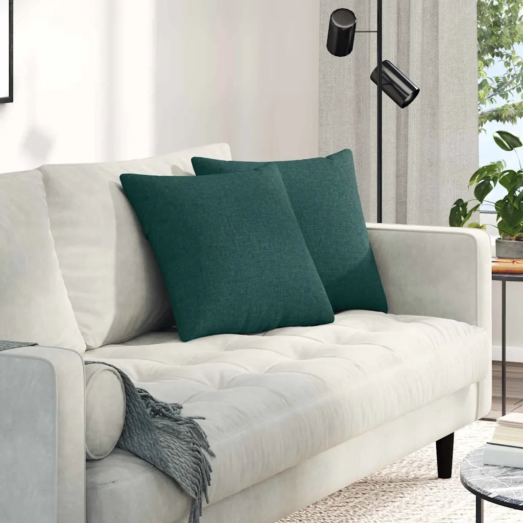 Cuscini da Divano 2 pz-Set di 2 Cuscini per Sofa Verde Scuro 45 x 45 cm Tessuto