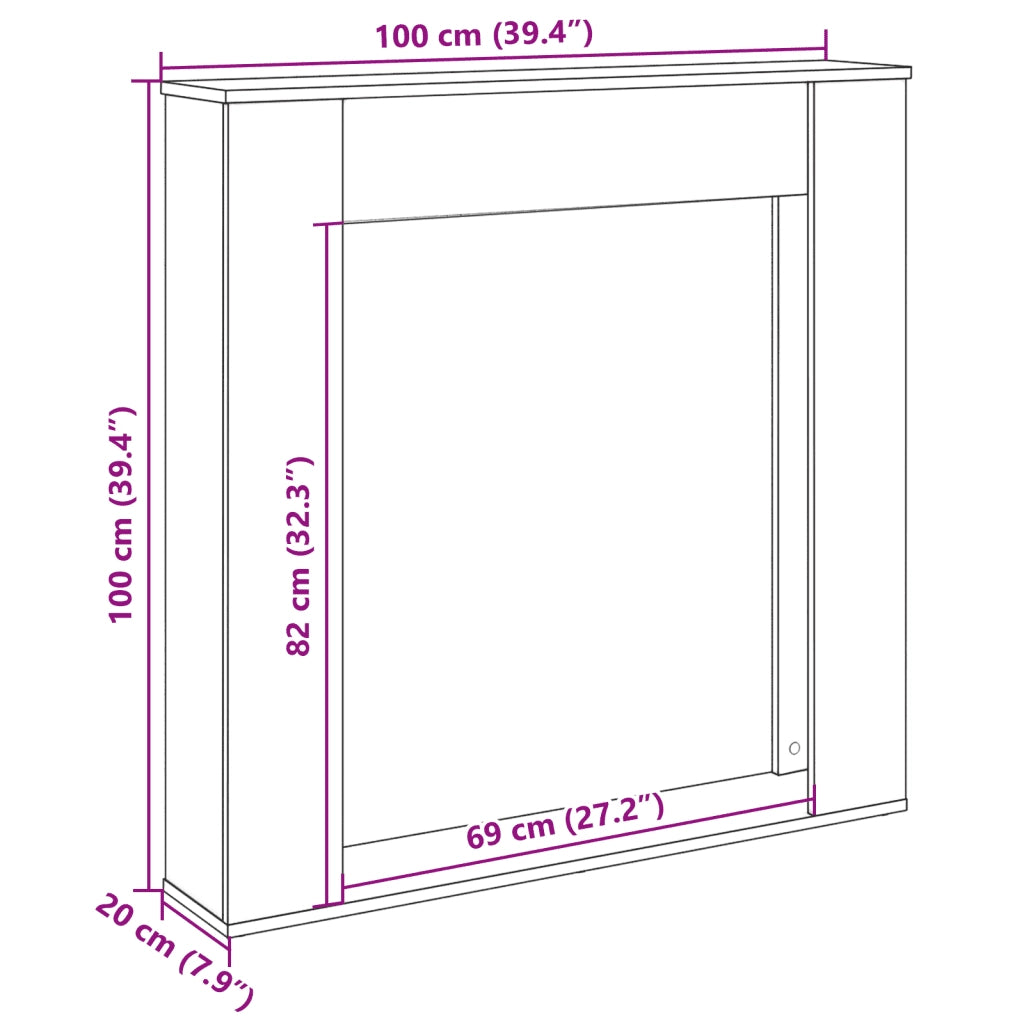Cornice per Camino Nera 100x20x100 cm in Truciolato CFW6386953