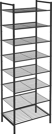 Rack per scarpe - Cassa per scarpe - Con 8 livelli - Sottile - Per 16-24 paia di scarpe - Supporto metallico - Nero