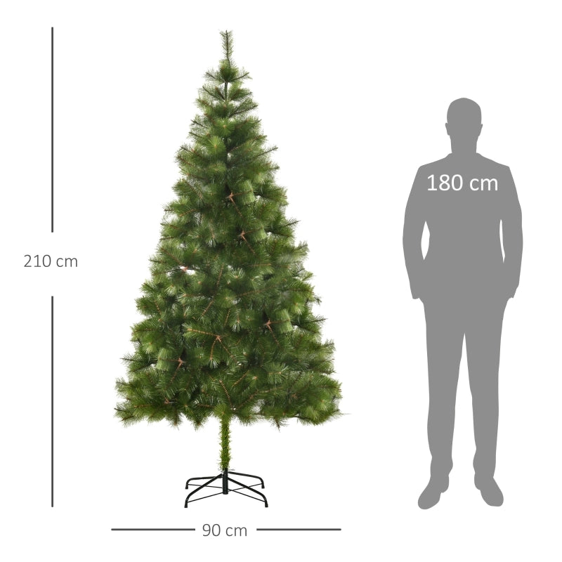 Albero di Natale artificiale da 210 cm, abete artificiale con 505 punte, decorazione per albero di Natale con supporto in metallo per uso interno.