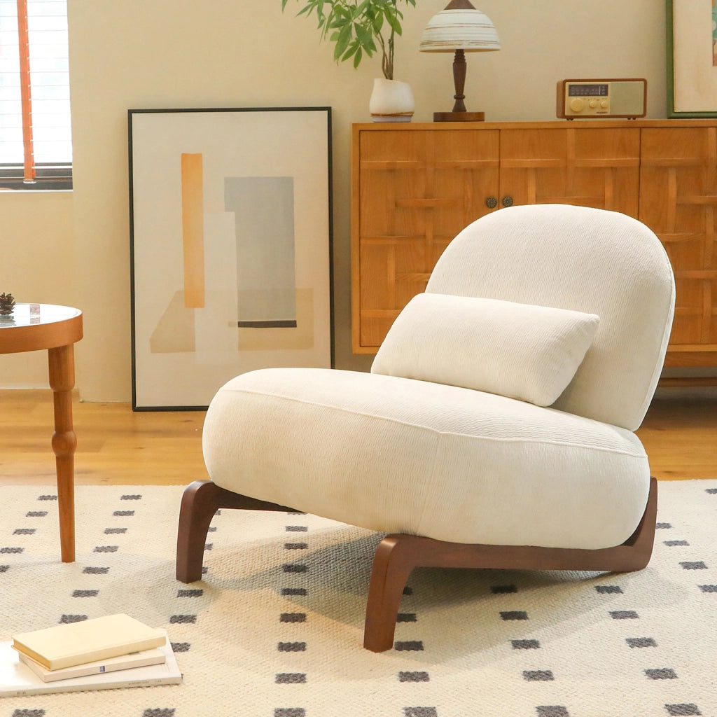 Poltrona 86.9x72.1x69.9 cm senza braccioli in velluto e legno bianca