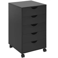 Cassettiera Ufficio con Ruote e 5 Cassetti 40x40x67 cm Nero