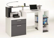 My Brand Scrivania PC Workstation Bianca Antracite 140x55x91 cm