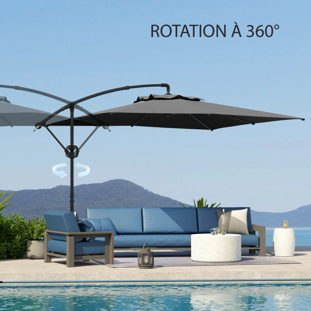 Parasole quadrato inclinabile 3x3 m ¨C zephmum ¨C grigio scuro