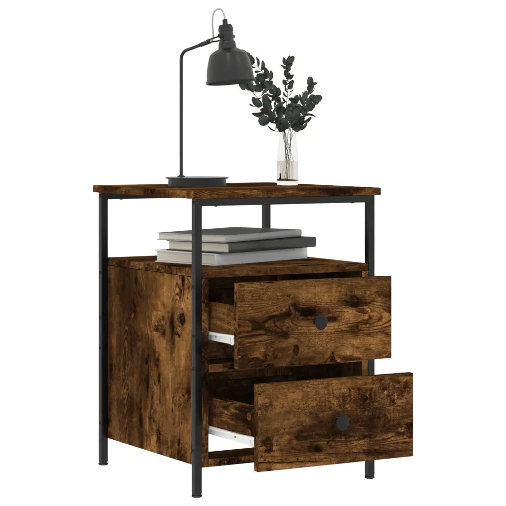 Comodino | Armadio da Notte | Mobiletto da notte Rovere Fumo 44x45x60 cm in Legno Multistrato