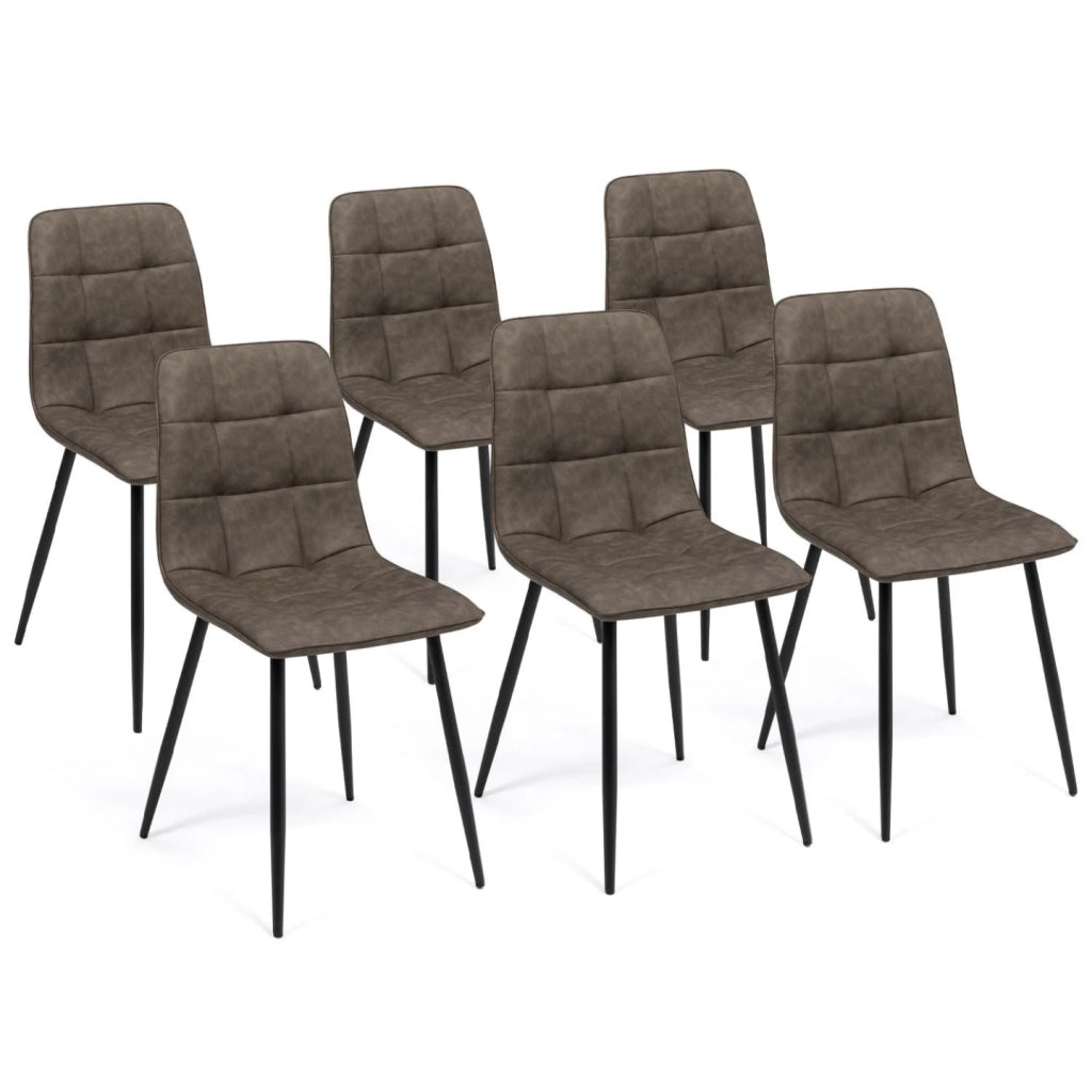 IDMarket - Set di 6 sedie da pranzo vintage in PU MILA marrone