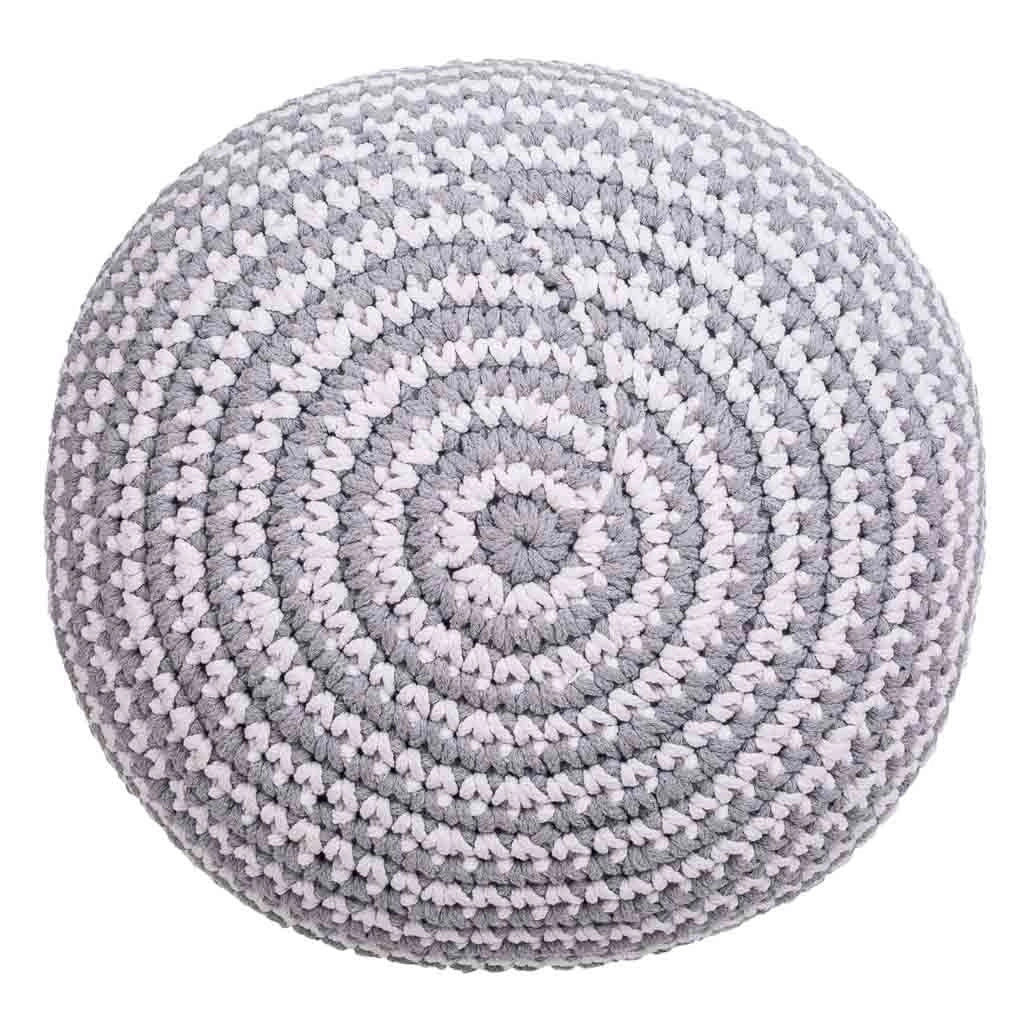 Puff de algodón trenzado gris 45x45x30