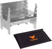 Griglia da Campeggio con Illuminazione | BBQ a Legna per Esterno | Sistema di Inserimento Portatile | Griglia in Acciaio Inossidabile per Campeggio, Escursioni e Giardino