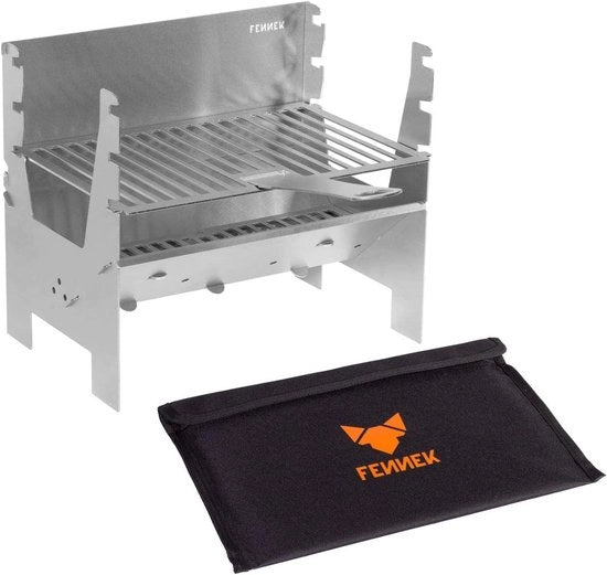 Griglia da Campeggio con Illuminazione | BBQ a Legna per Esterno | Sistema di Inserimento Portatile | Griglia in Acciaio Inossidabile per Campeggio, Escursioni e Giardino