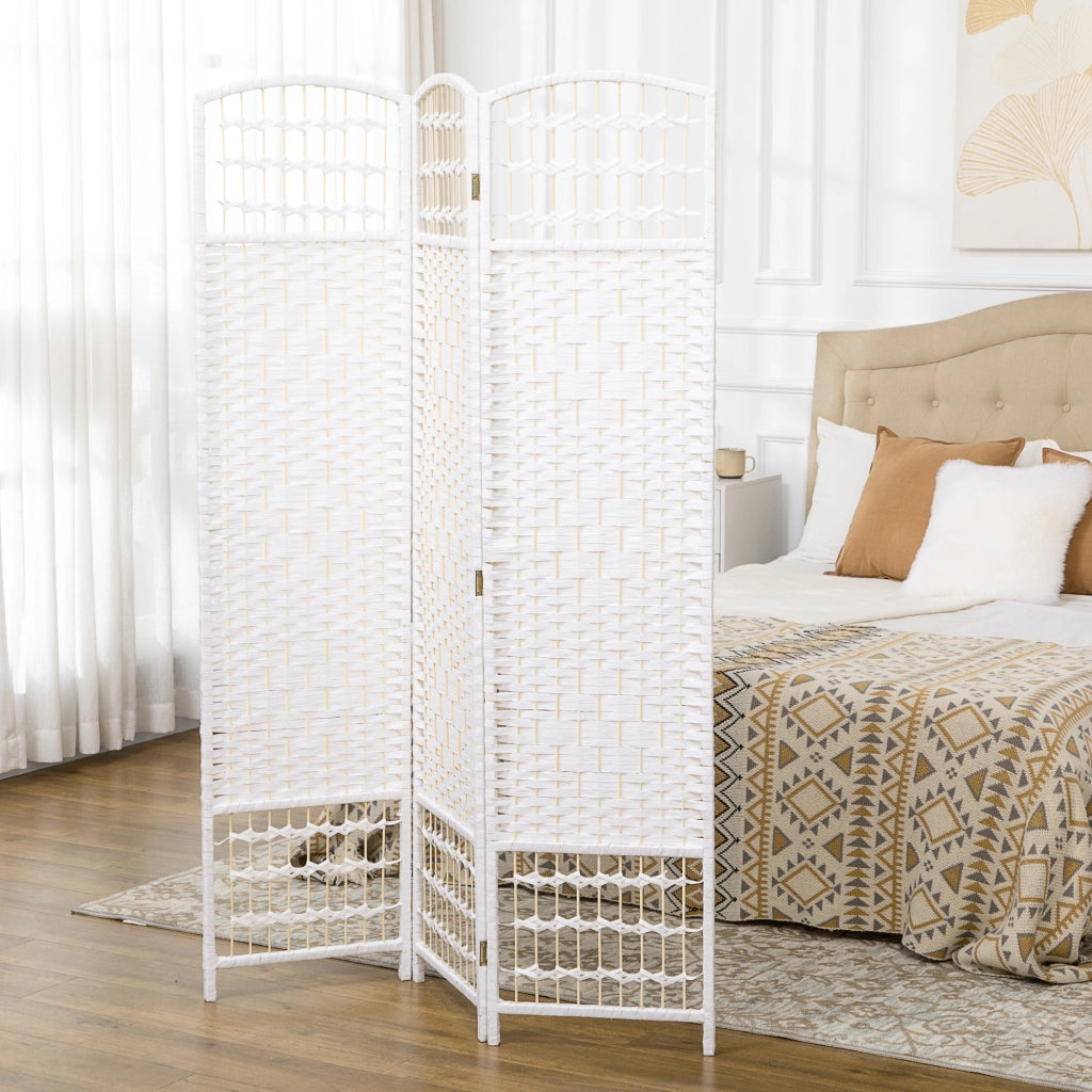 Biombo 3 Pannelli Pieghevole ¨C zephmum ¨C Bianco 120x170cm