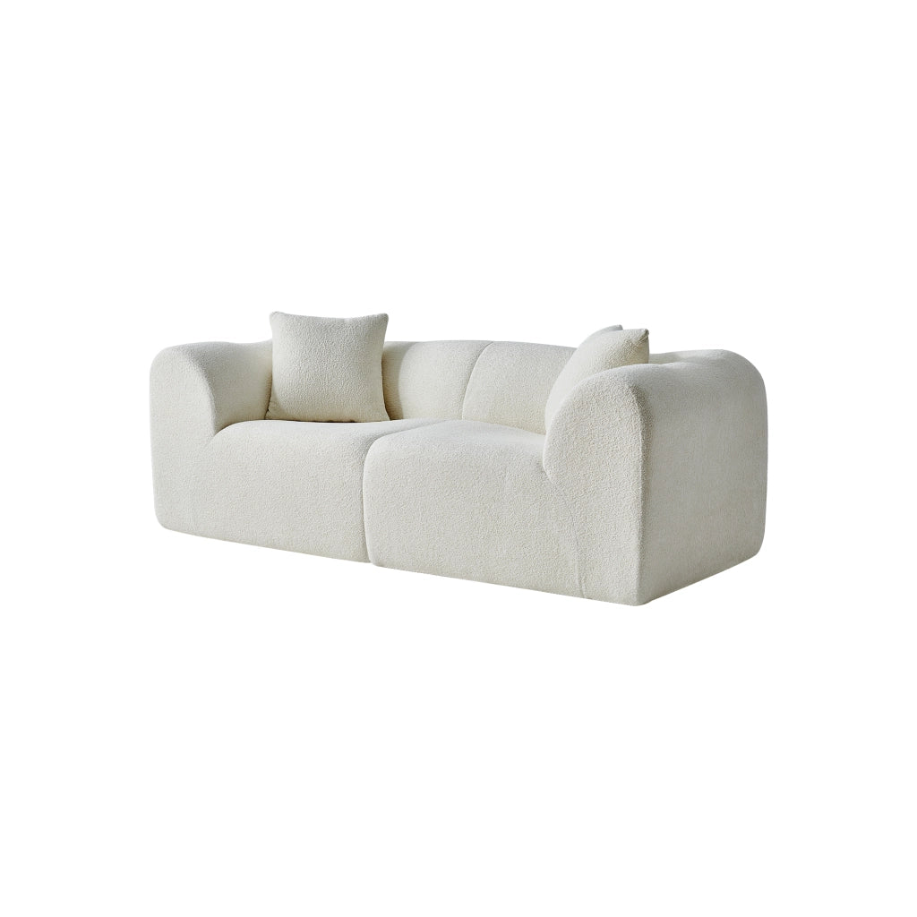 Divano a 2 posti in velluto con cuscini e design compatto salvaspazio per salotto, ufficio e appartamento, beige
