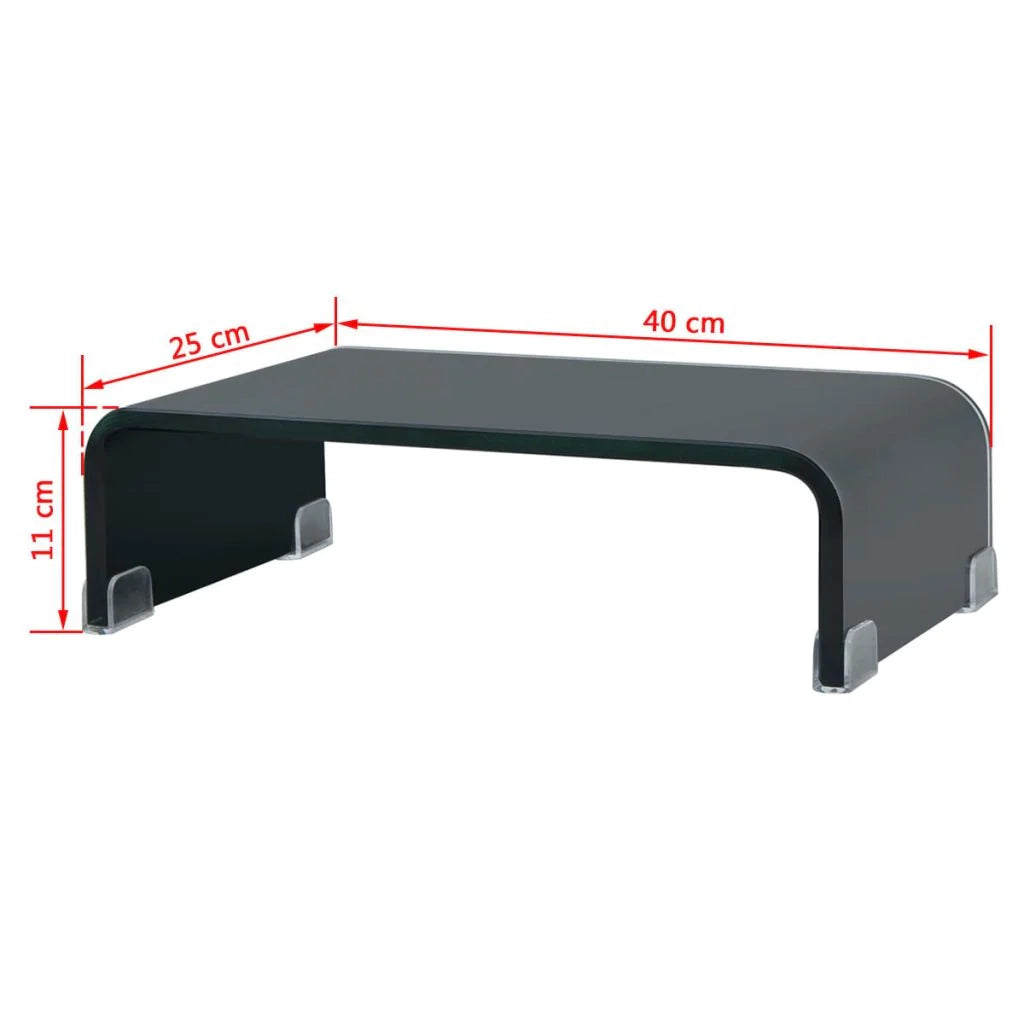 Mobile TV credenza design pratico supporto per monitor da 40 cm vetro nero 2502228