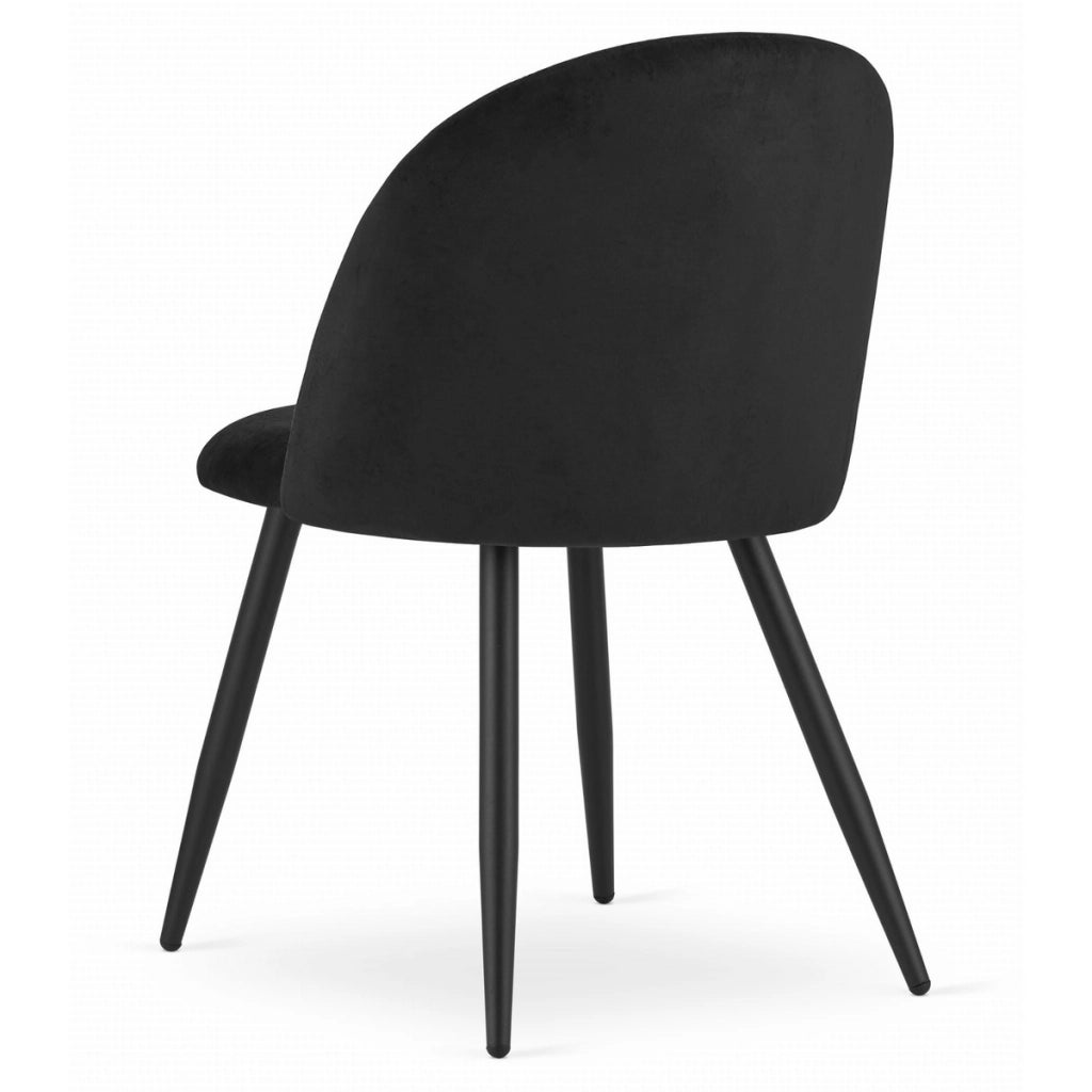 Sedia di design Bello in velluto nero con gambe in metallo