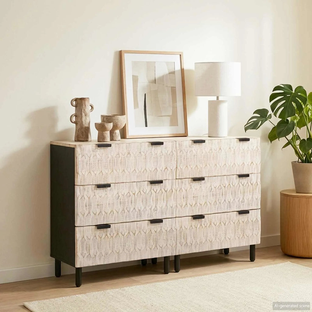 Credenza 2 pcs Finitura Bianco Lavato 60 x 33 x 75 cm 3310028