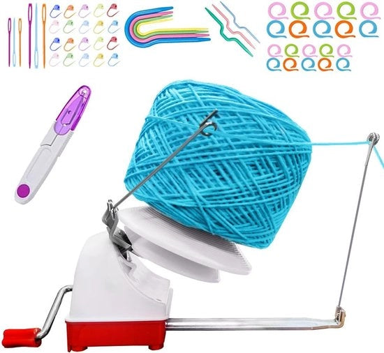 Balatrice per Filo di Grande Capacità - Facile da Assemblare - Balatrice per Filo Manuale - Capacità 10oz - 53 Stuzzicadenti per Maglia - 1 Pezzo di Taglierino