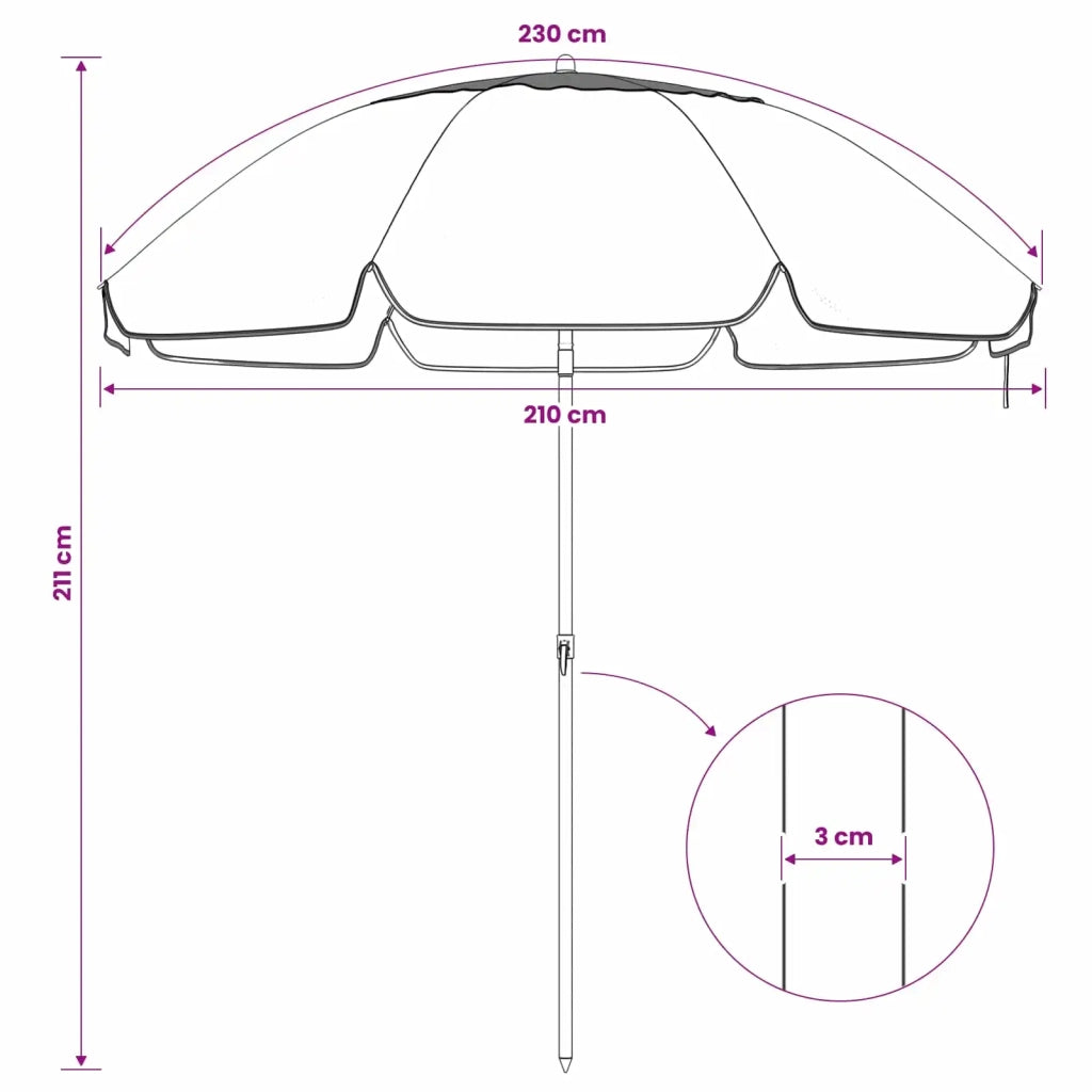 Ombrello da giardino 207 cm Poliestere 170T Arancione 42041349