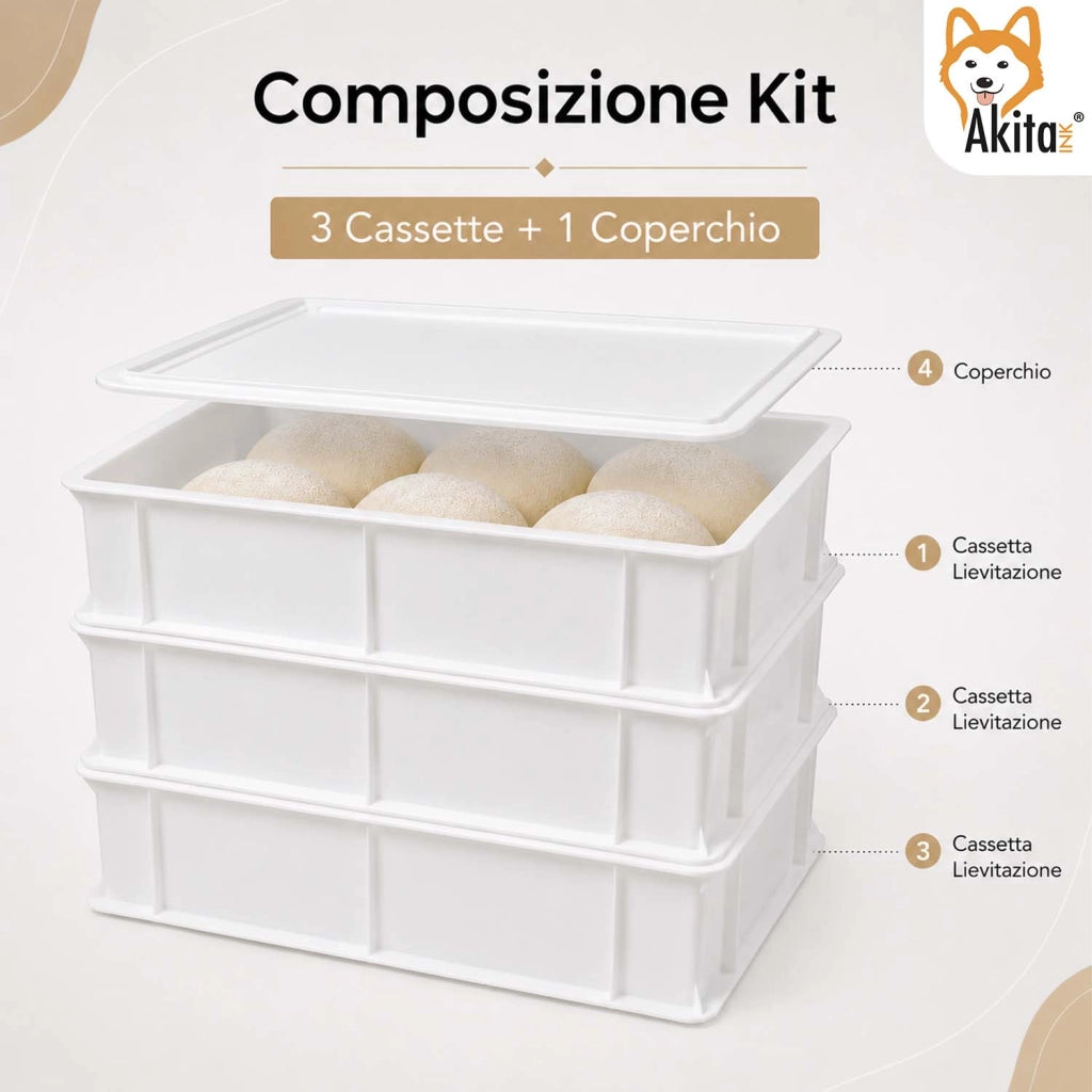 Akitaink 3 Cassette Lievitazione Pizza Pane Coperchio