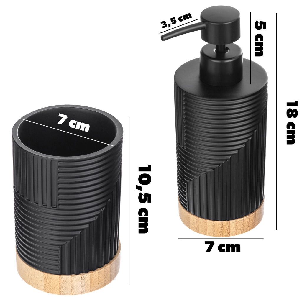 Set da bagno KADAX con dispenser di sapone liquido e bicchiere da bagno nero
