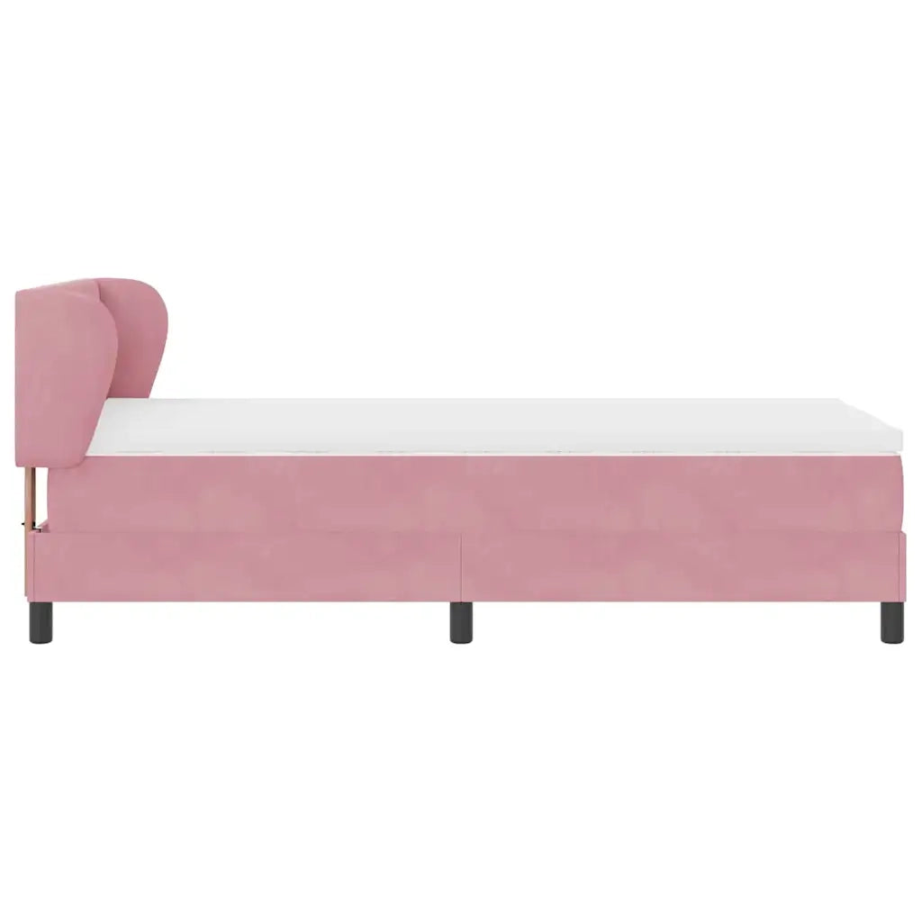 Letto a molle con materasso Rosa 80 x 200 cm Velluto 3340363