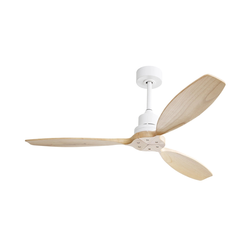 Ventilatore da soffitto 52 pollici reversibile con telecomando in metallo e legno bianco