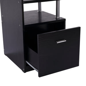 Scrivania Porta PC Moderna Tavolo da Ufficio con Ripiani Tastiera Scorrevole 152x60x88 cm Nero