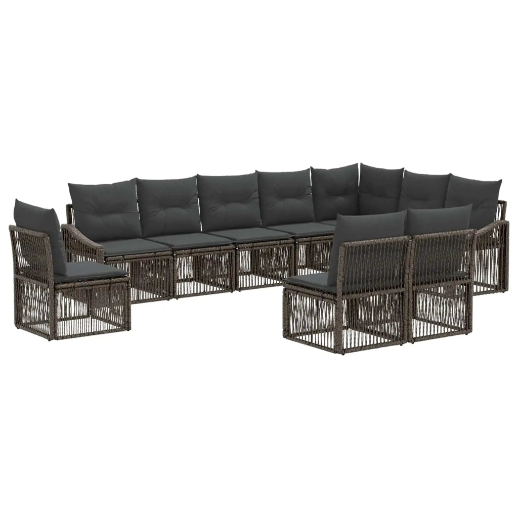 Set Divano da Giardino 10 pcs Grigio polyrattan 3436034