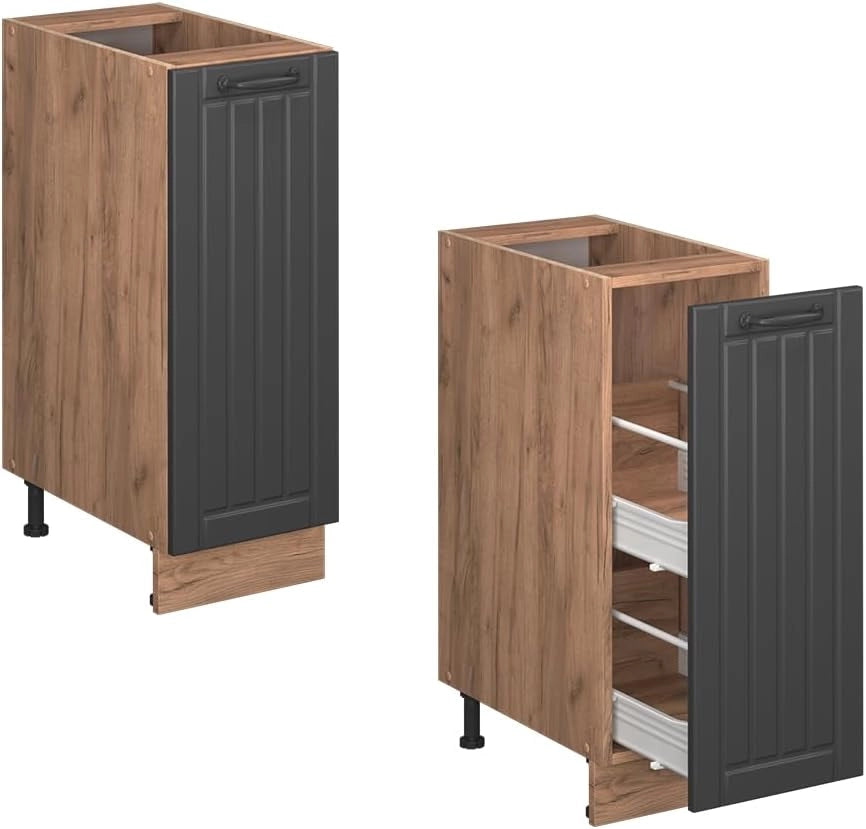 Armadio cucina dispensa alto Fame-Line, Grigio scuro, 30 cm, PL Marmo, per la combinazione con altri moduli della serie Fame-Line