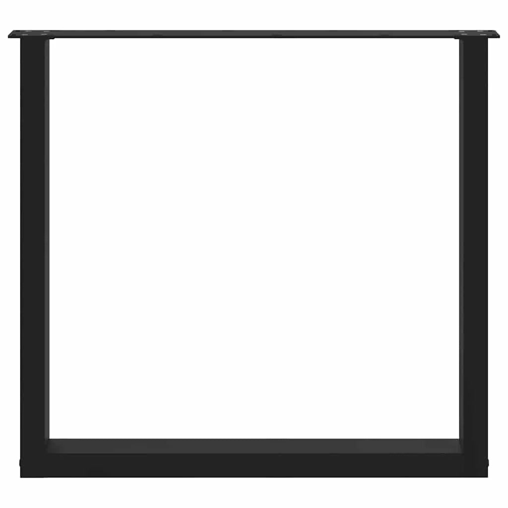 Set di 2 gambe per tavolo da pranzo a forma di U 80 x 72-73 cm con piedini regolabili design moderno in acciaio nero 02_0057428