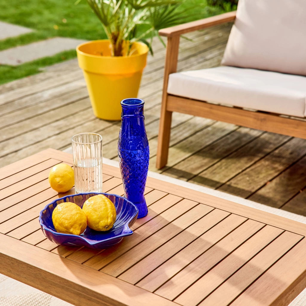 Salotto da giardino in legno di acacia, 4 posti, beige