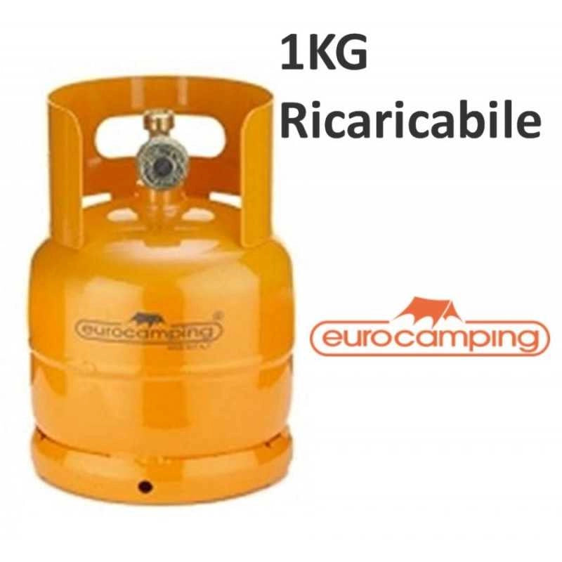BOMBOLA GAS 1KG PROPANO RICARICABILE VUOTA CAMPING FORNELLINO - EUROCAMPING