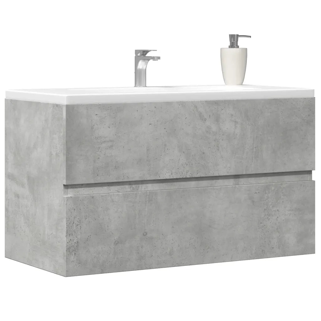 Mobile Lavabo-Armadietto da bagno Grigio Cemento 90x38,5x45 cm in Legno Multistrato 972057