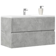 Mobile Lavabo-Armadietto da bagno Grigio Cemento 90x38,5x45 cm in Legno Multistrato 972057