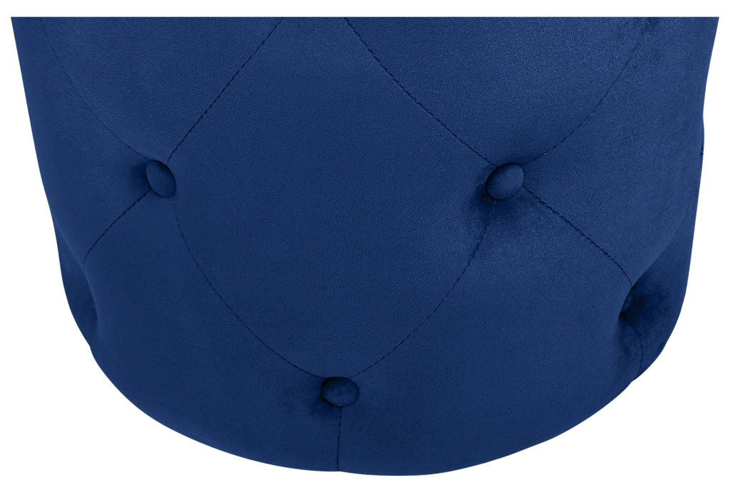Pouf in velluto capitonné blu, poggiapiedi - Honey - PO07HO