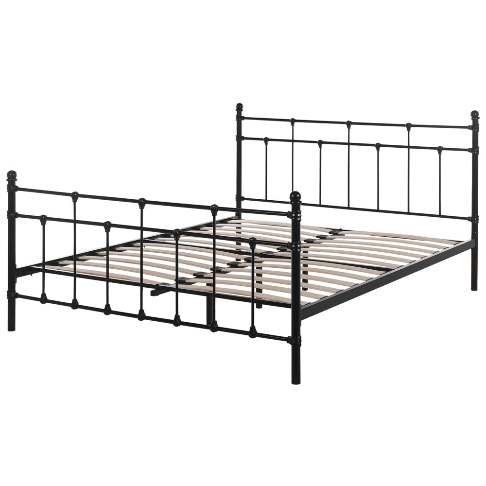 Letto matrimoniale 160 x 200 cm color nero con poggiatesta in metallo e poggiapiedi camera da letto