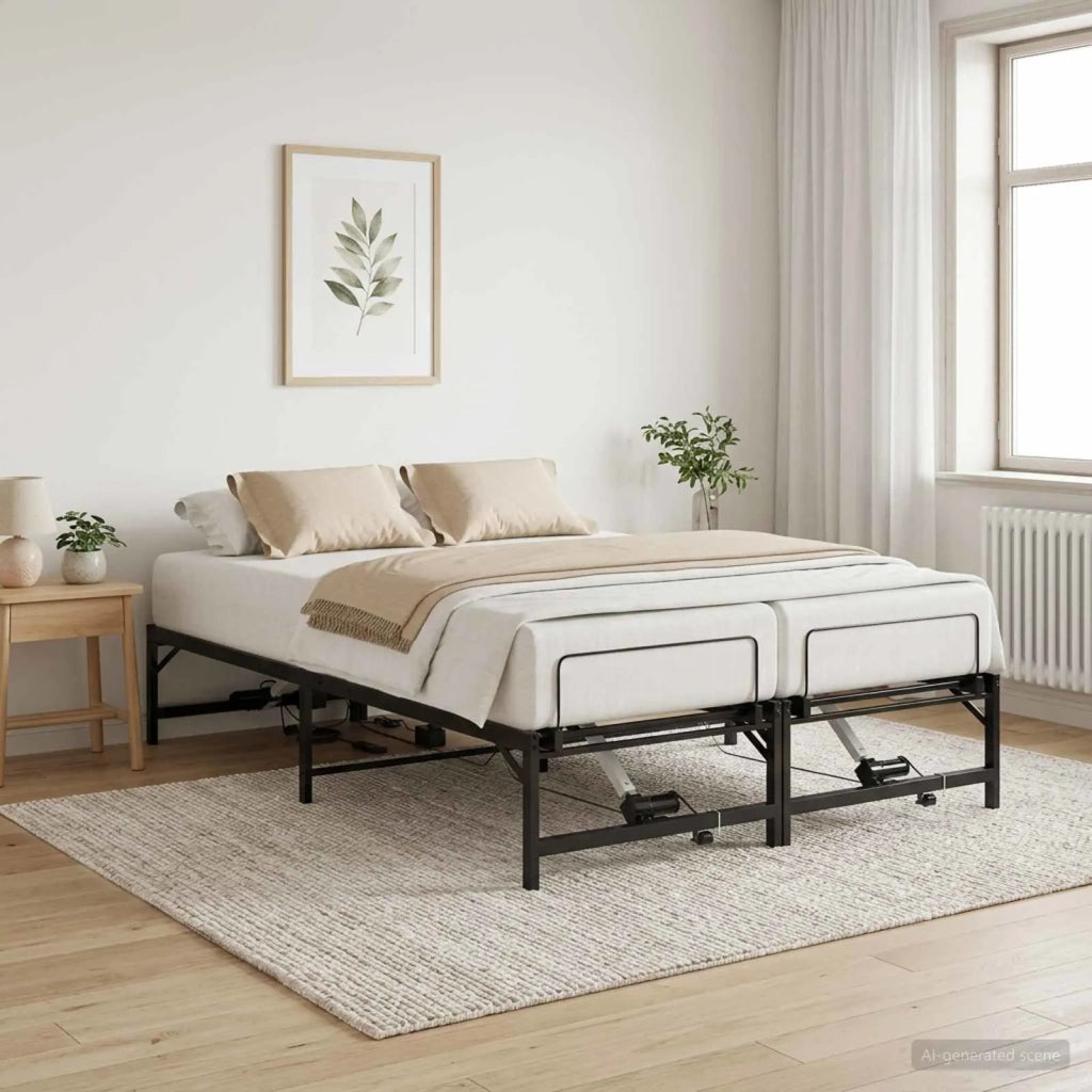 Telaio Letto Elettrico Regolabile Nero 137 x 190 cm Acciaio 3438619
