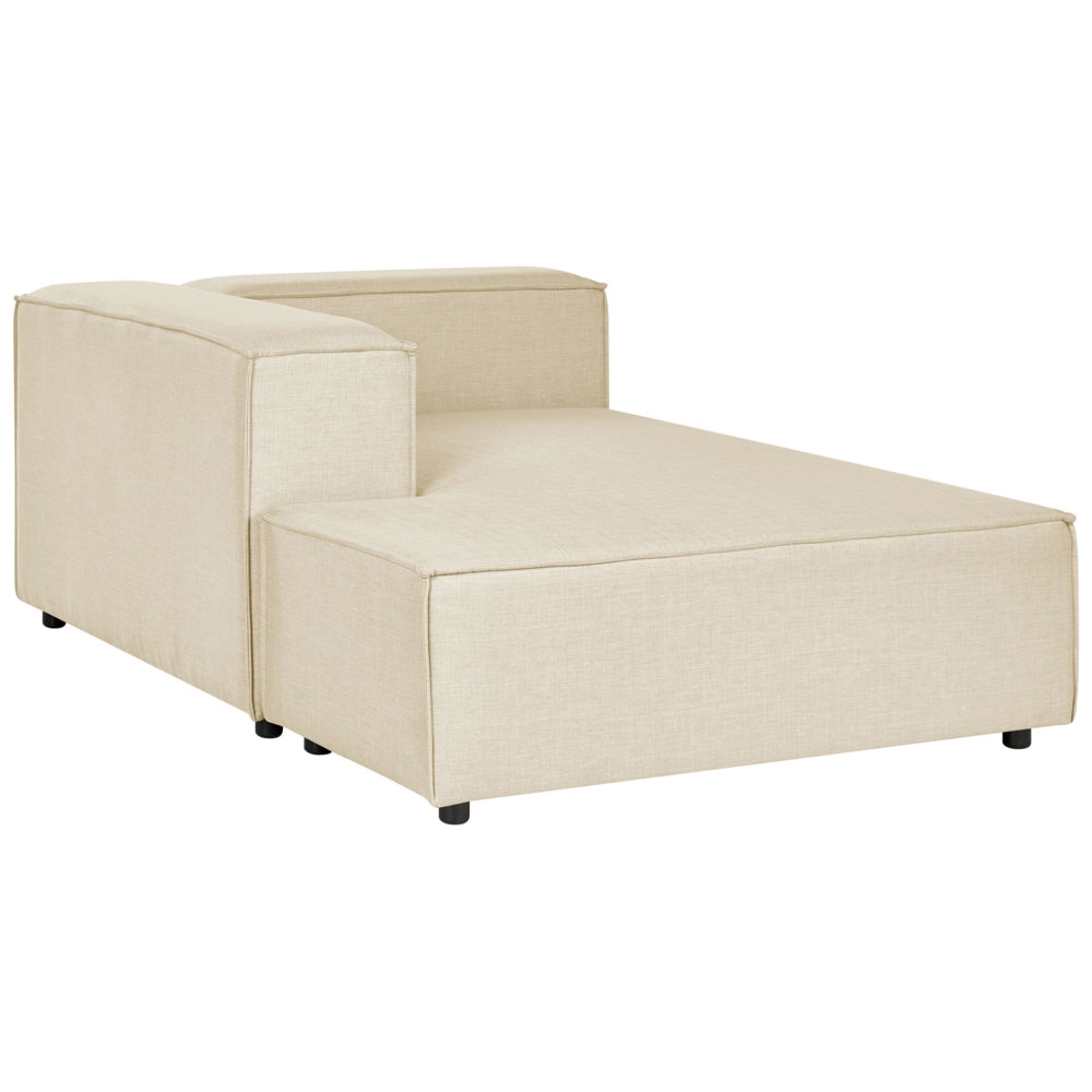 Chaise longue lato destro in rivestimento di lino di poliestere beige soggiorno stile moderno
