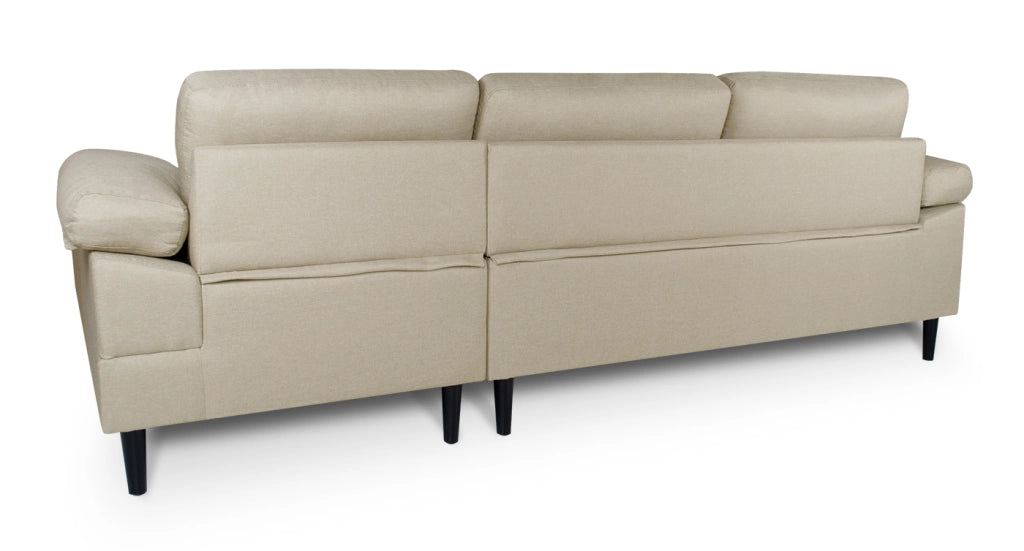 Divano angolare 3 posti con chaise longue destra tessuto beige - Washington - DI-WA11FBC-CLDX