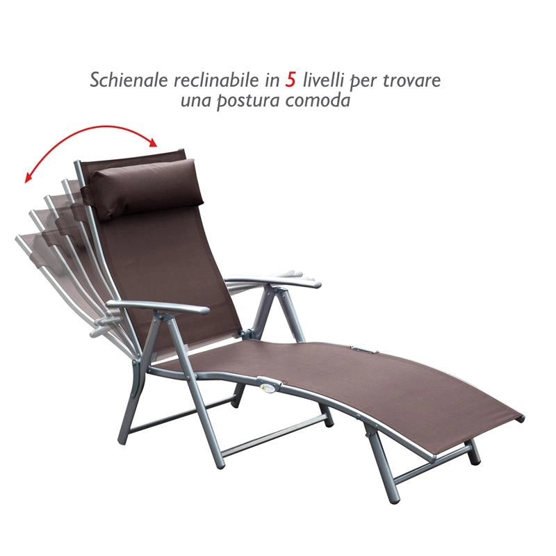 SDRAIO PRENDISOLE RELAX RECLINABILE PIEGHEVOLE CON CUSCINO GIARDINO MARRONE