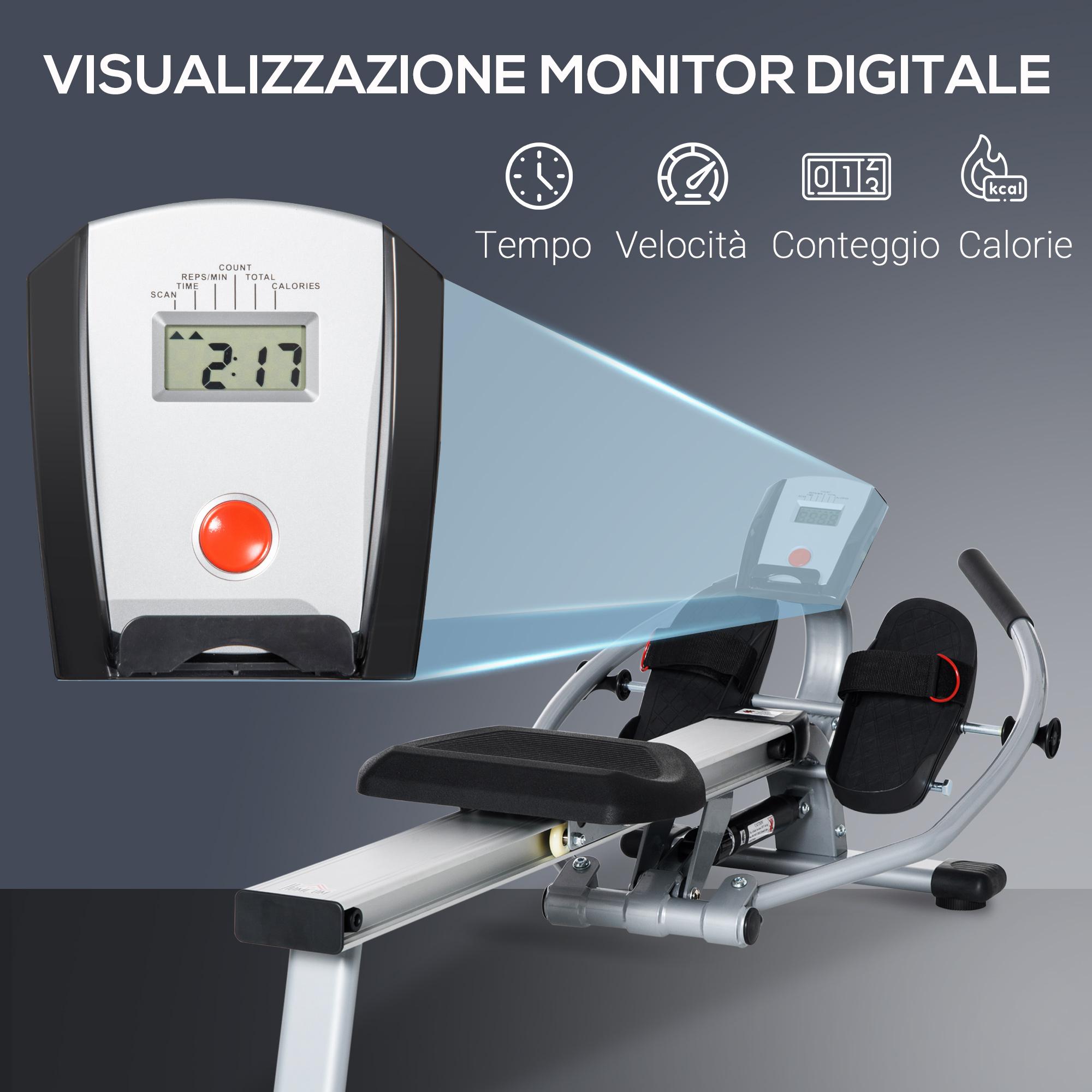 Vogatore 12 Resistenze 160x61x50 cm con Monitor in Alluminio e Acciaio